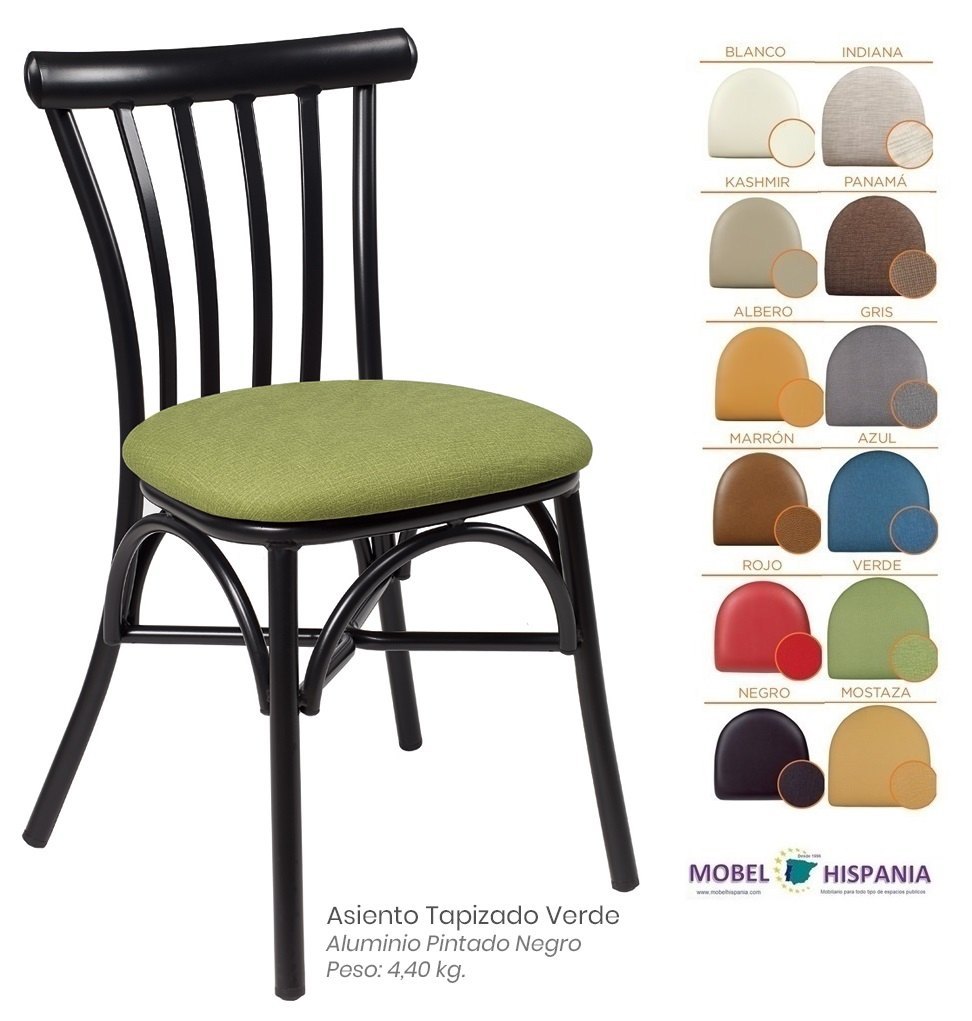 164-Silla-Negro-Asiento-Tapizado-Verde-1 164 Silla Negro Asiento Tapizado Verde 1