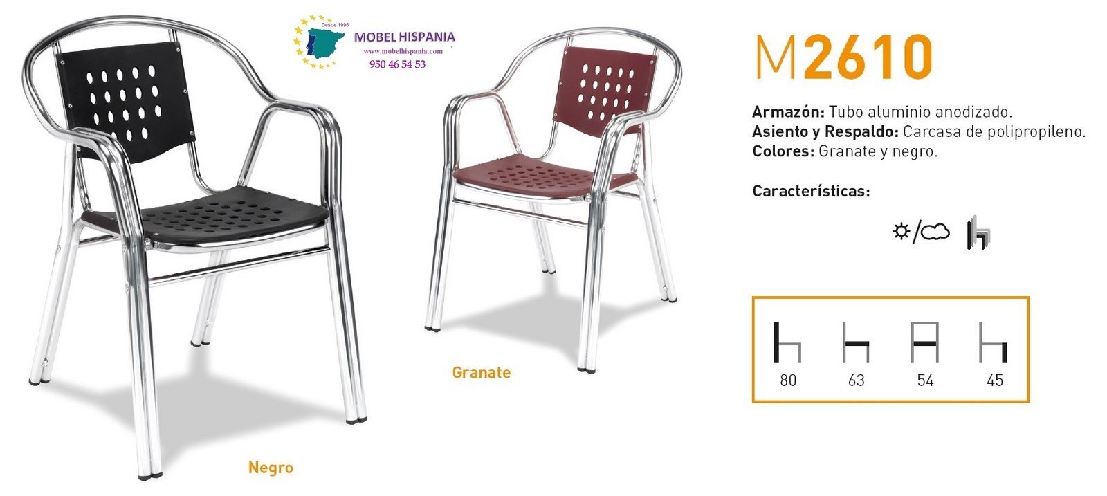 2610 sillon aluminio asiento polipropileno burdeos 02 2
