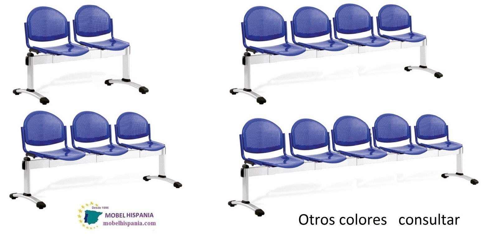 Salute bancada metalica 3 plazas azul 12