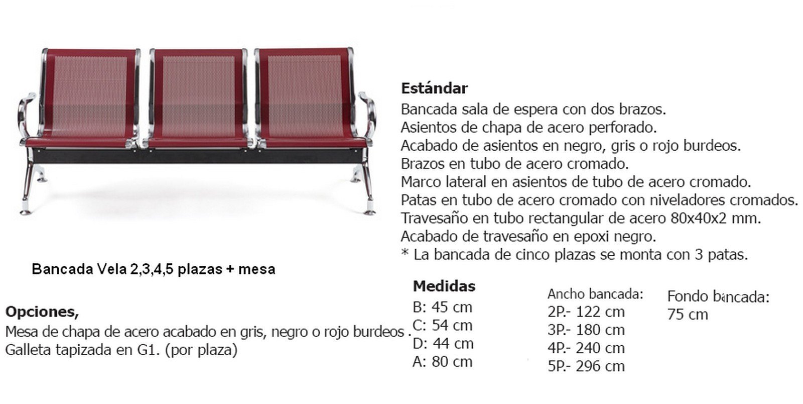 ala bancada metalica 3plazas tapizada mesa 05