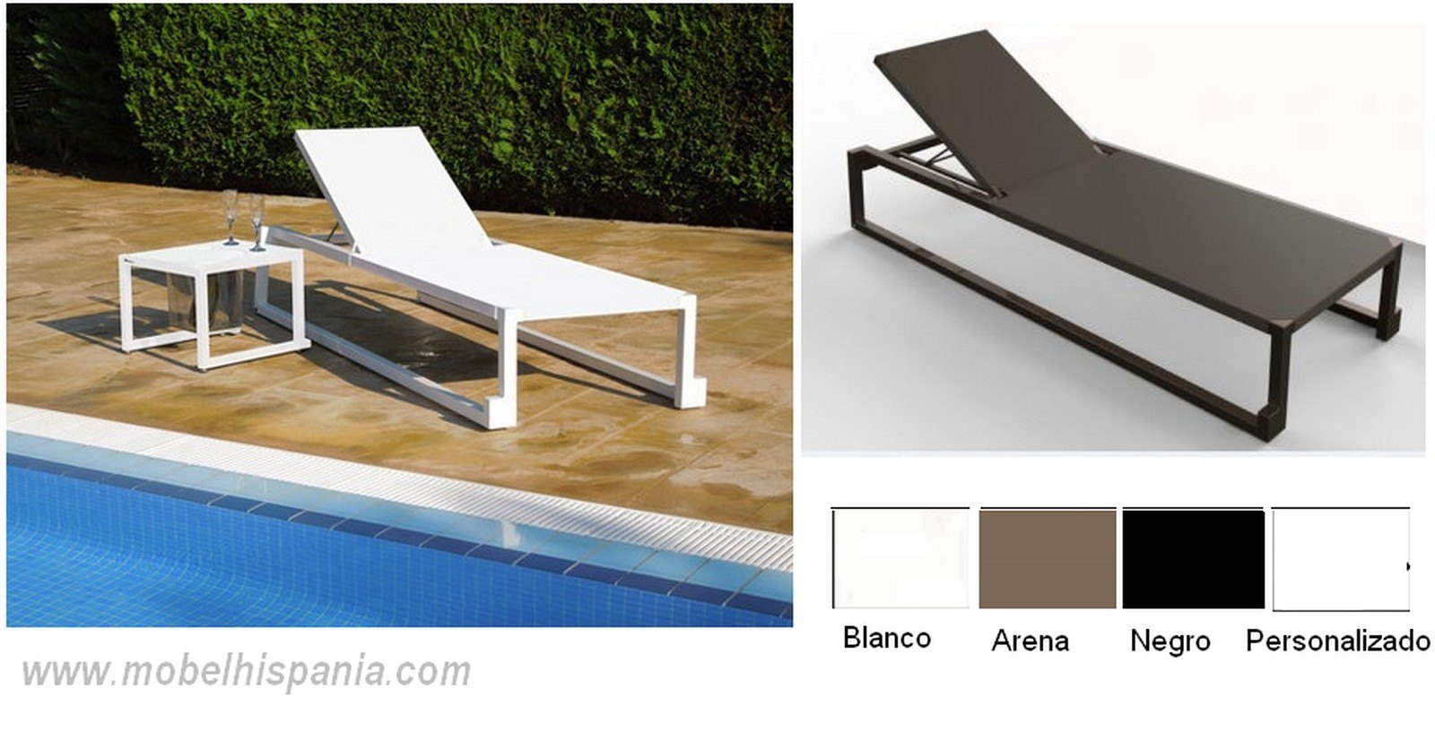 barcino tumbona aluminio blanca mobel hispania