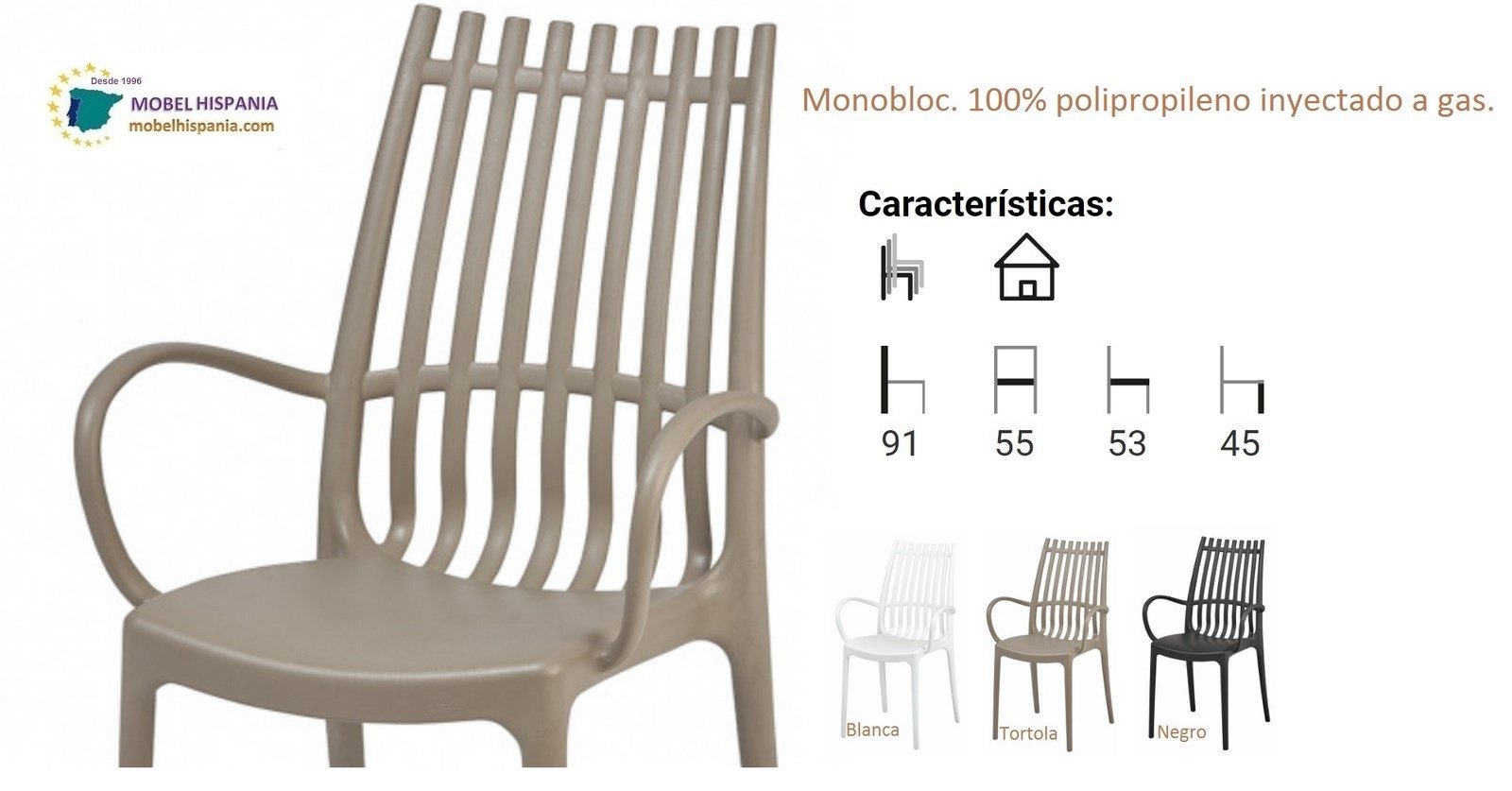 LINO Sillon polipropileno negro 03 2