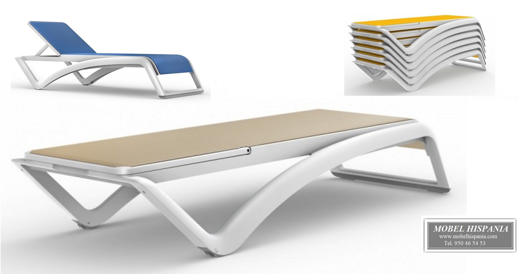 SKY tumbona polipropileno textiline azul 13