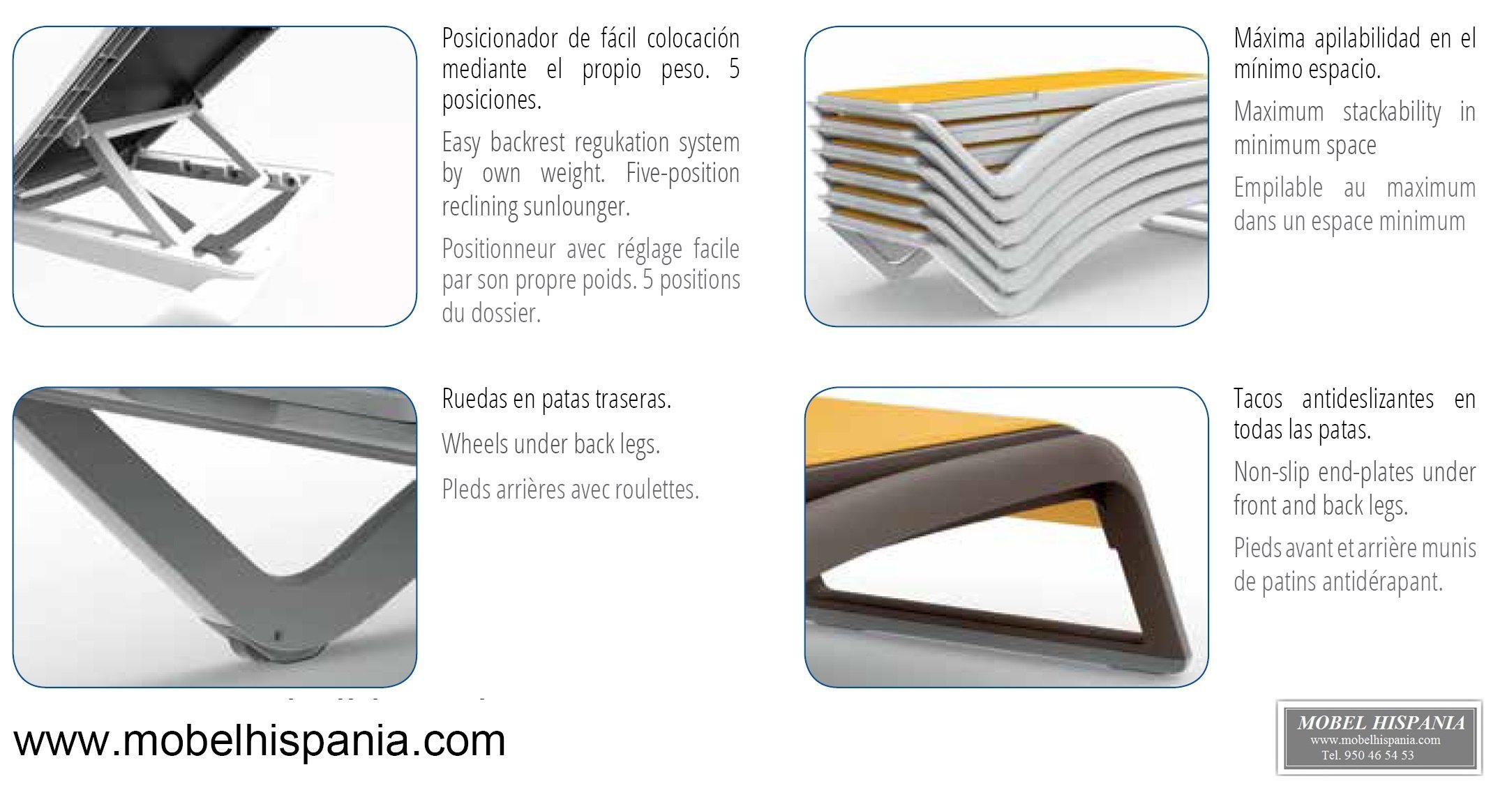 SKY tumbona polipropileno textiline azul 15