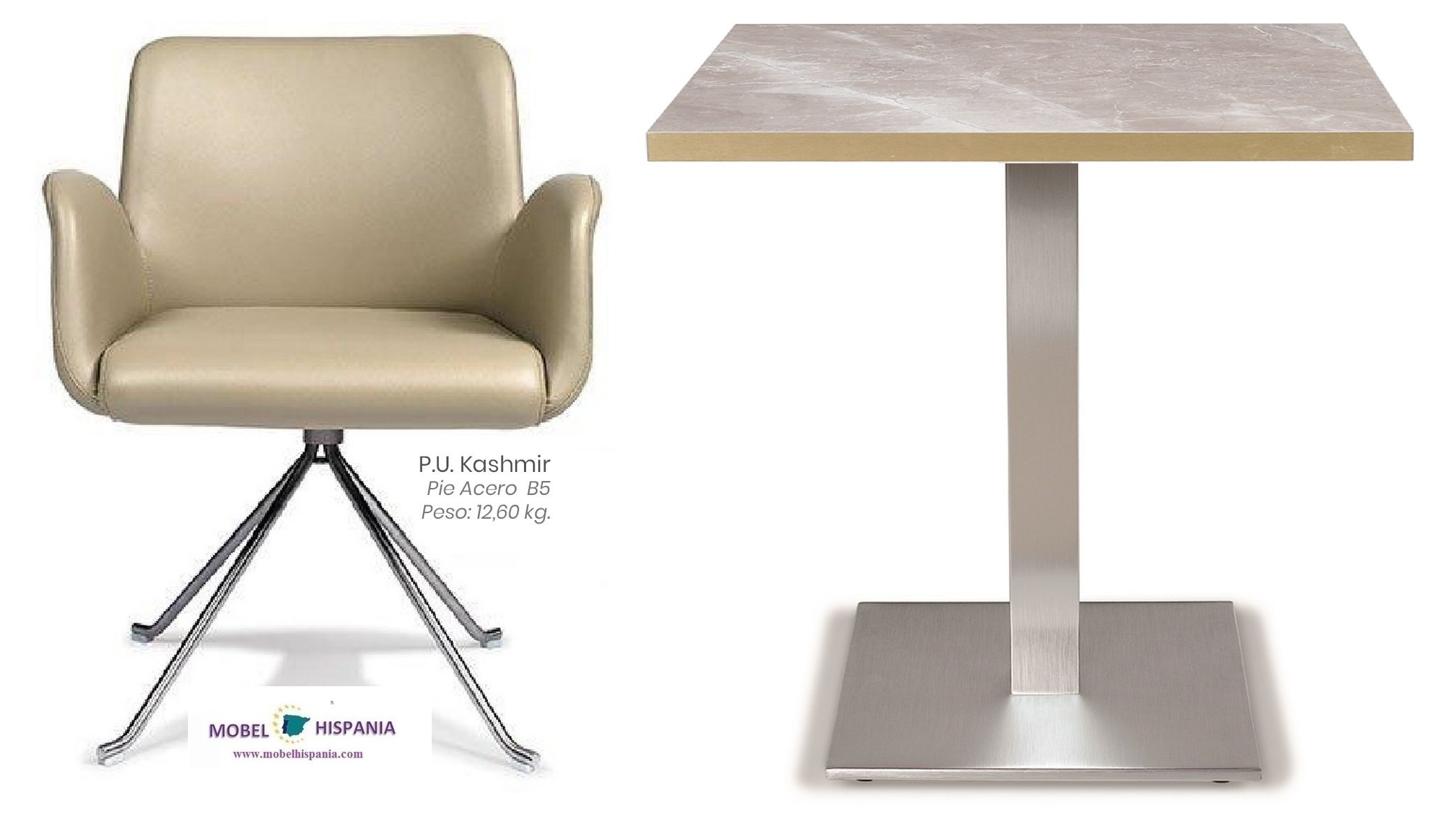 6618 pie acero asiento tapizado blanco 04 1