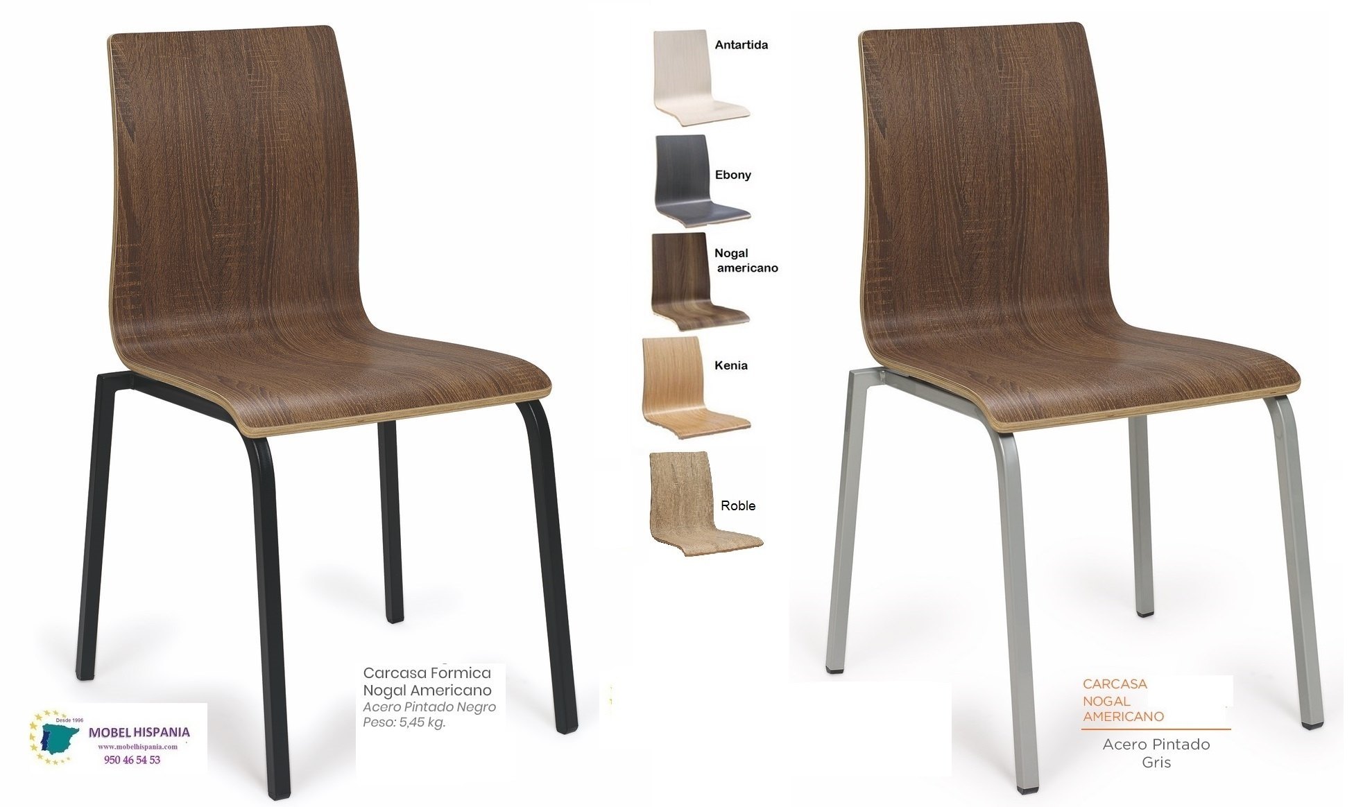 192 silla metal negro asiento nogal 1