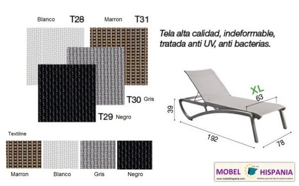 SUNSET tumbona aluminio gris tela gris 01