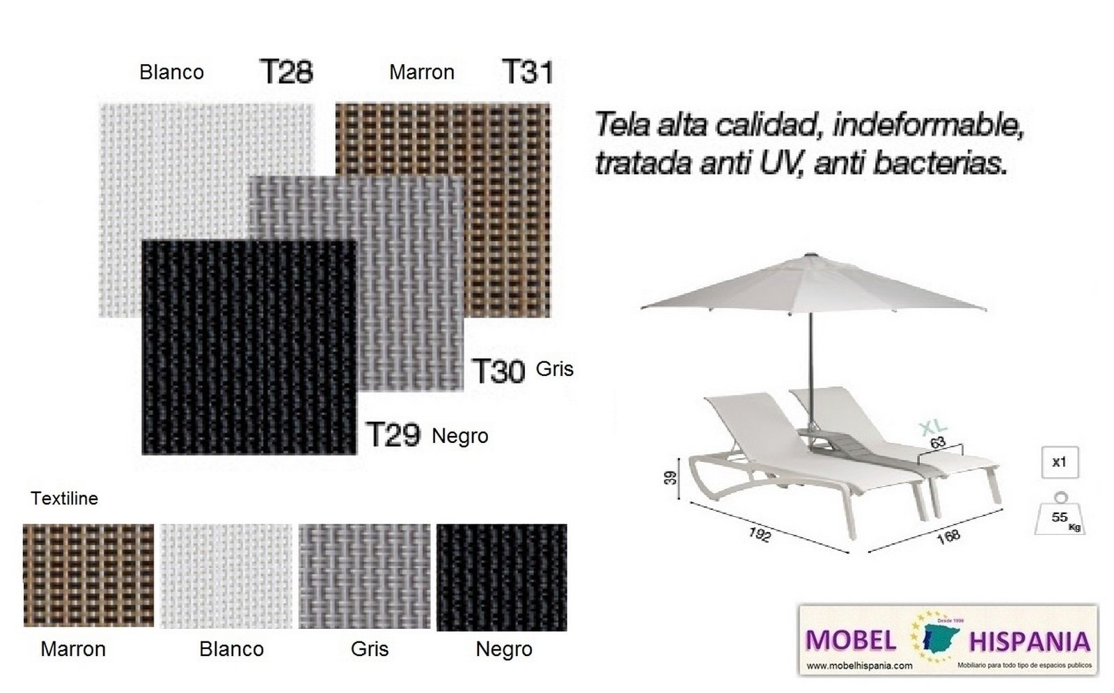 SUNSET tumbona doble gris blanca negro negro 03