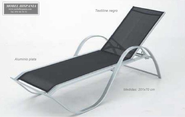 SO12C tumbona aluminio textiline negro