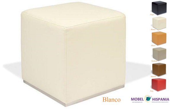 Puf cuadrado blanco