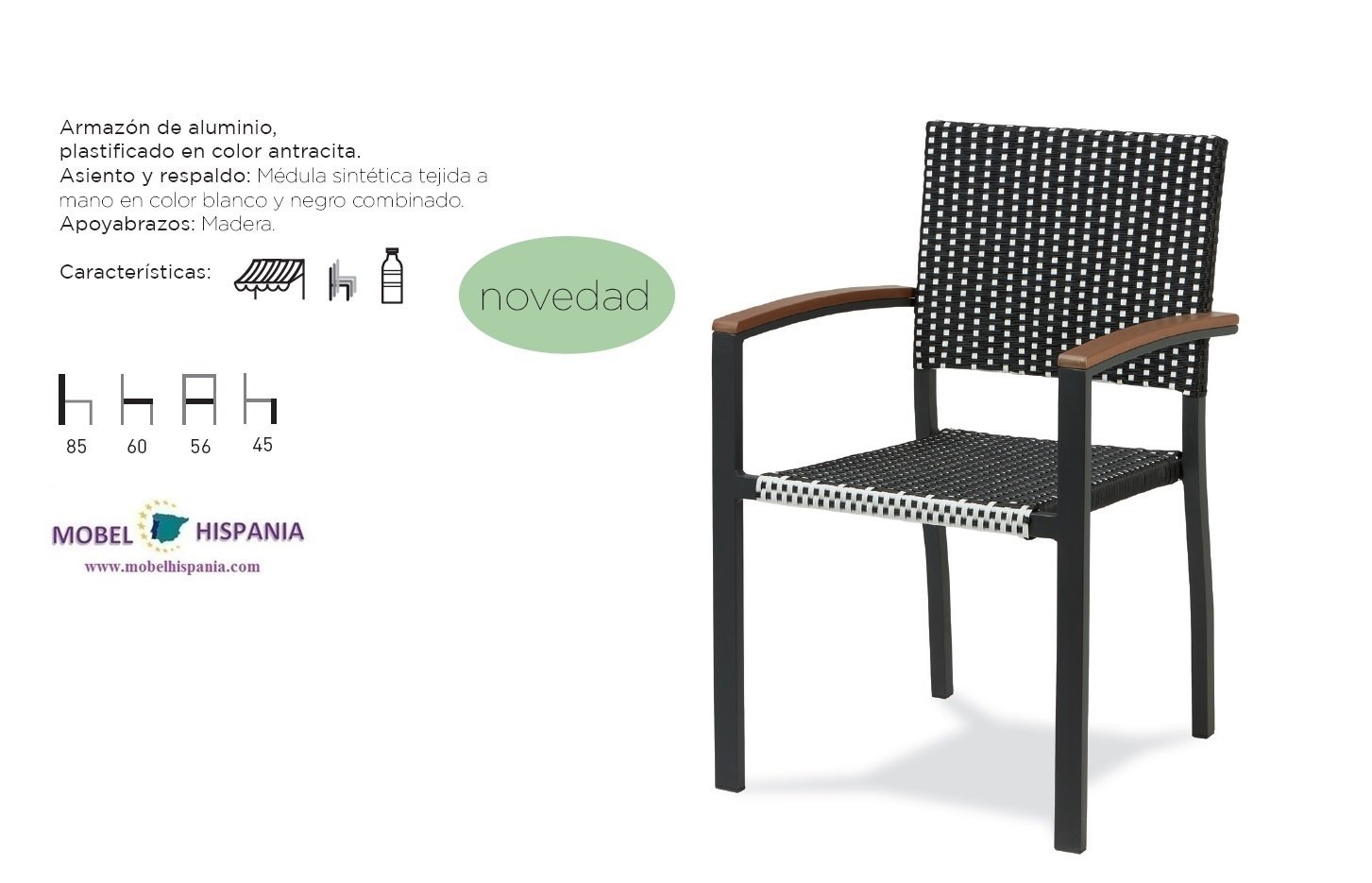 2207 sillon aluminio nego medula negra blanca 01