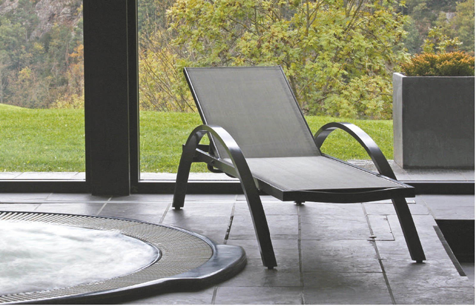 comfort tumbona aluminio textiline gris