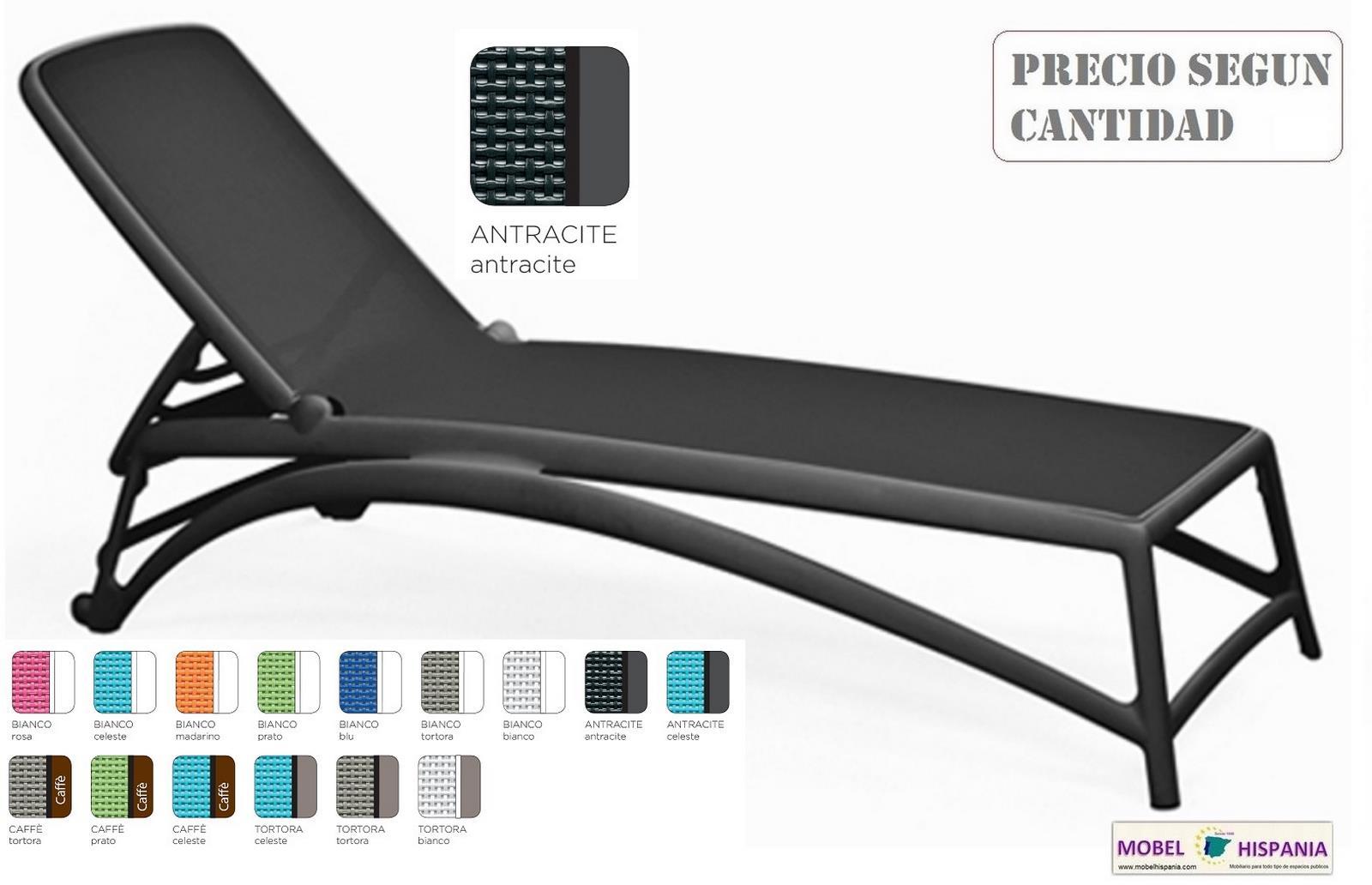 ATLANTICO Tumbona polipropileno cafe textiline celeste 06