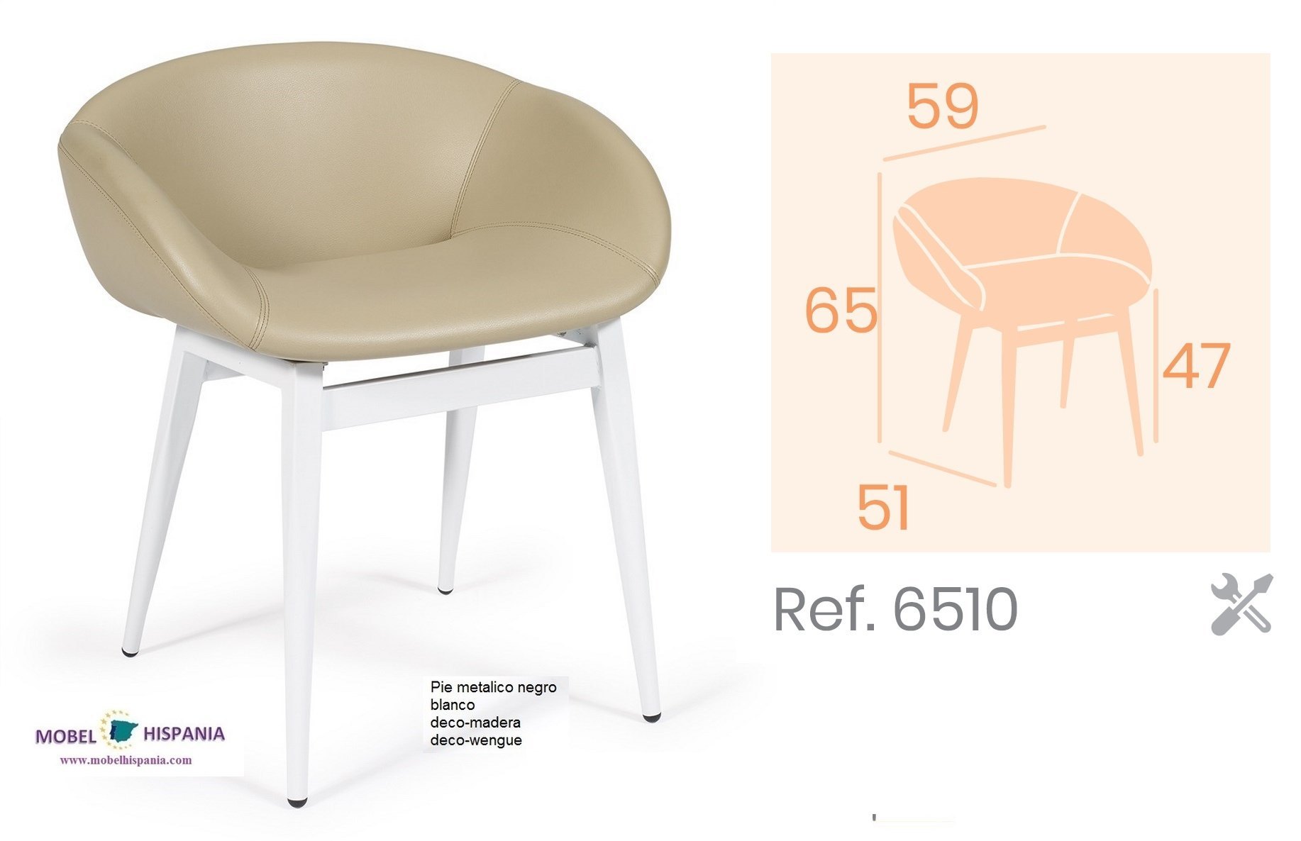 6510 silla acero negro tapizado blanco 03 1