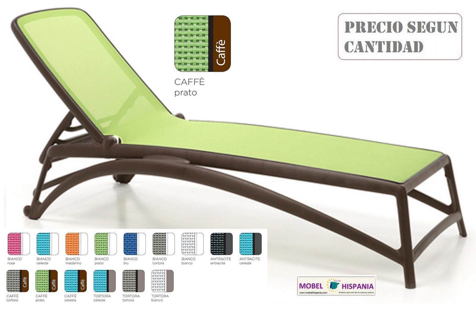 ATLANTICO Tumbona polipropileno cafe textiline prato verde