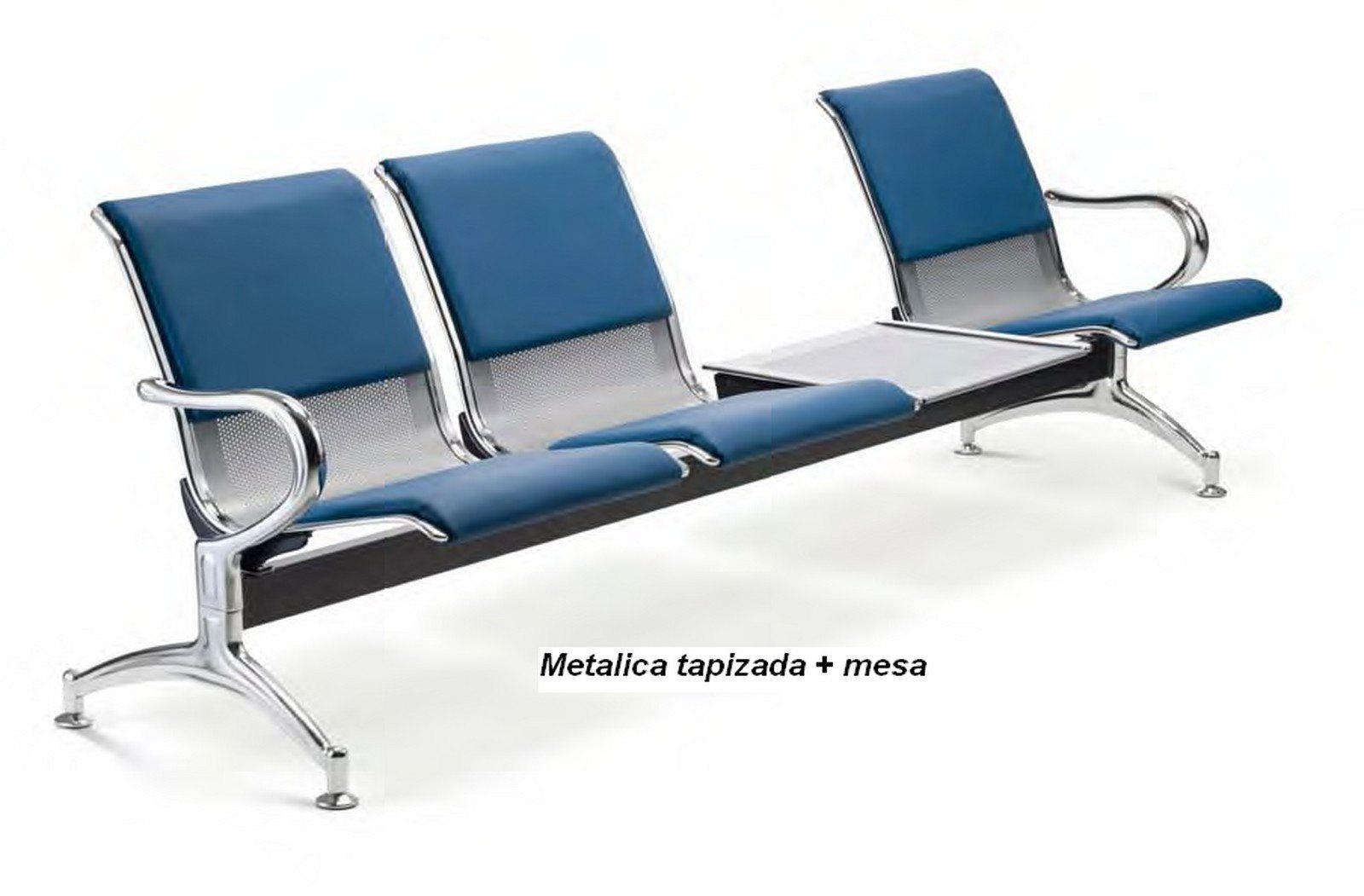 ala bancada metalica 3plazas tapizada mesa