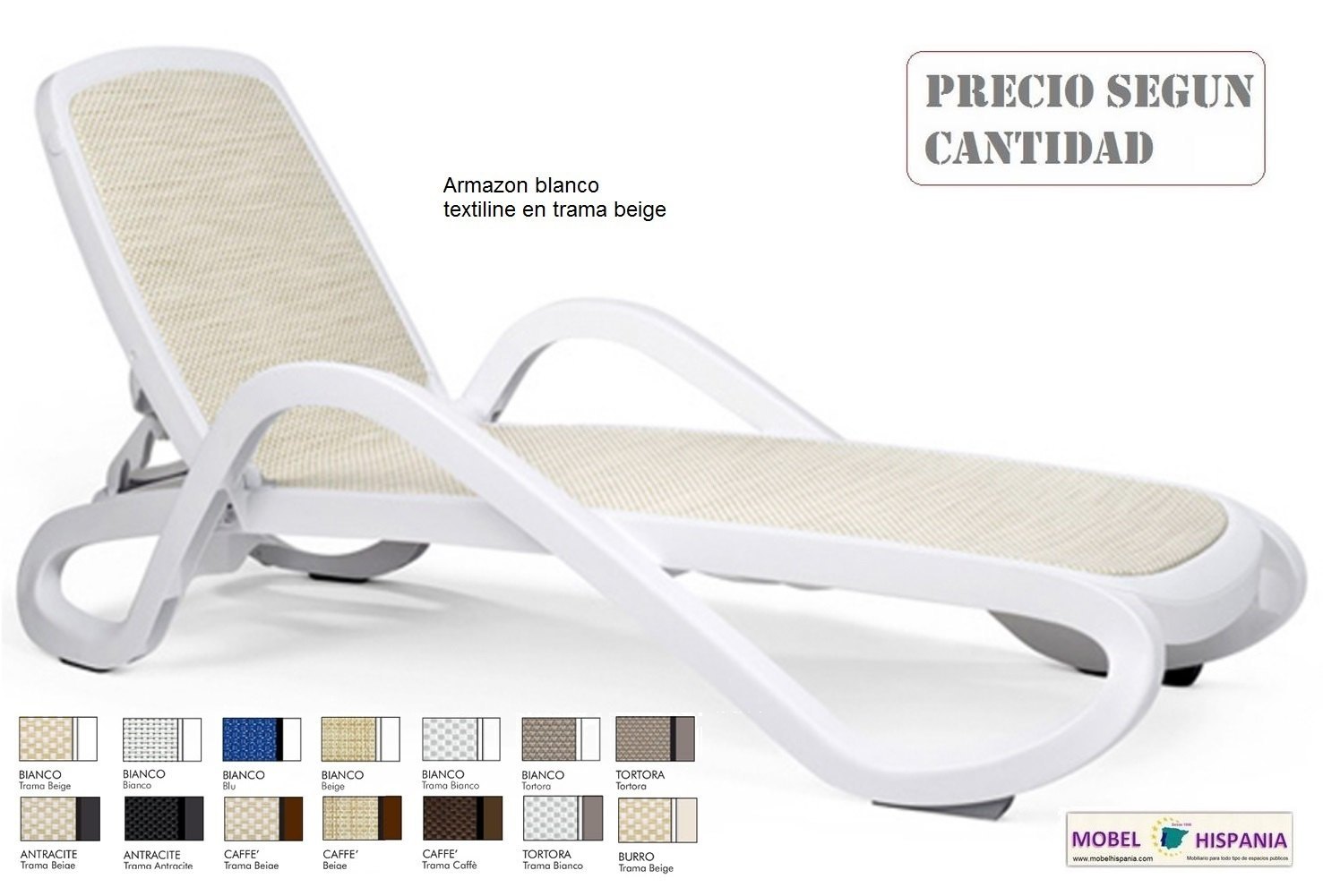 Alfa tumbona blanca trama beig