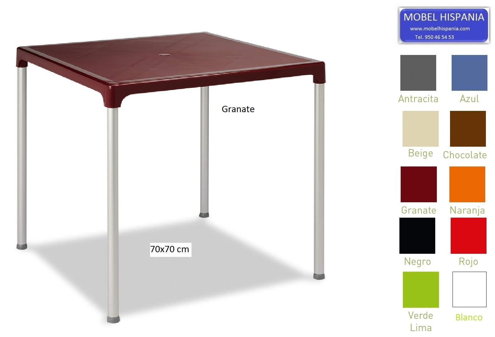 prime mesa apilable economica granate