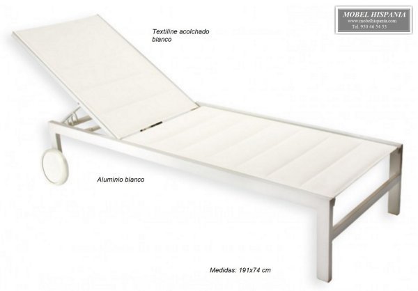 6011B tumbona aluminio textiline acolchado blanco