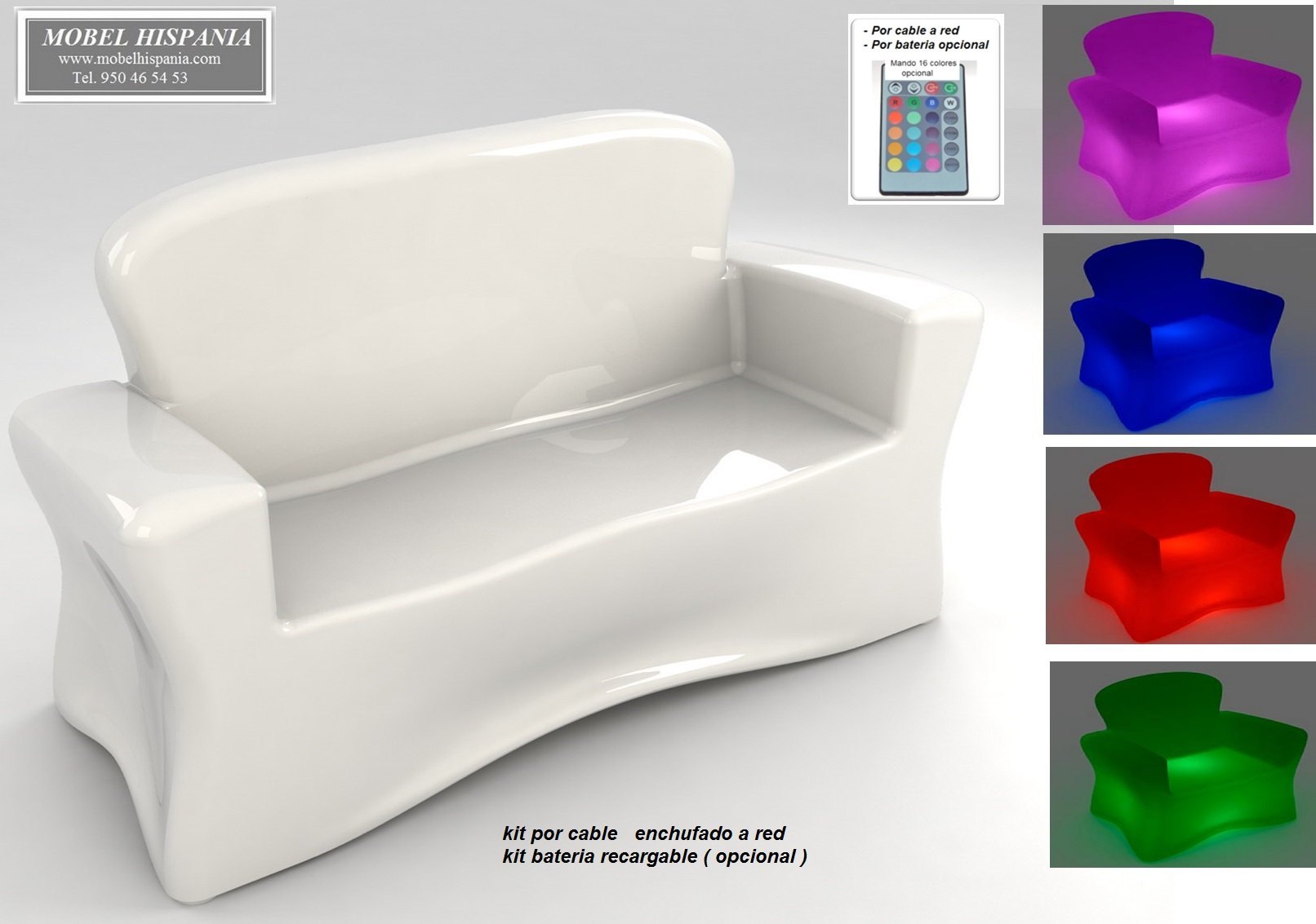 sofas iluminable blanco 16colores