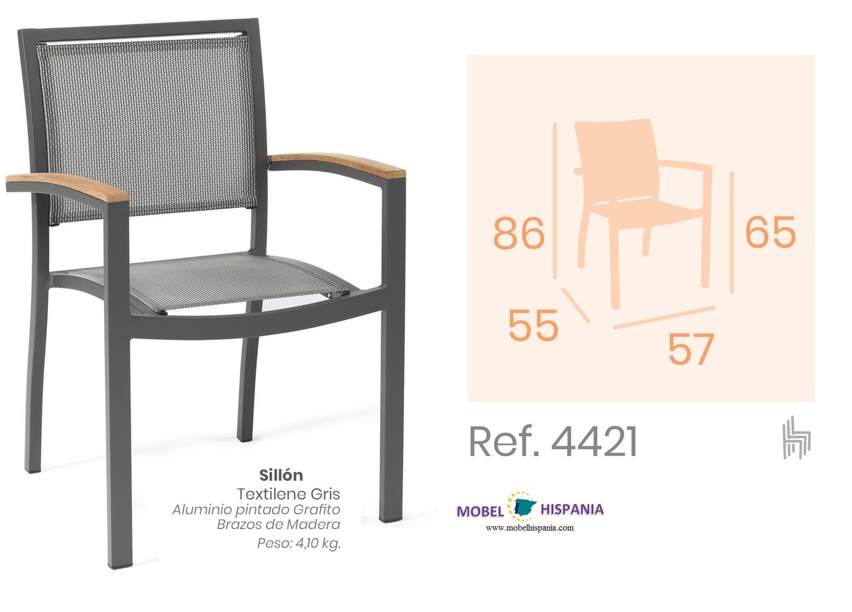 4421 sillon aluminio textiline gris 03