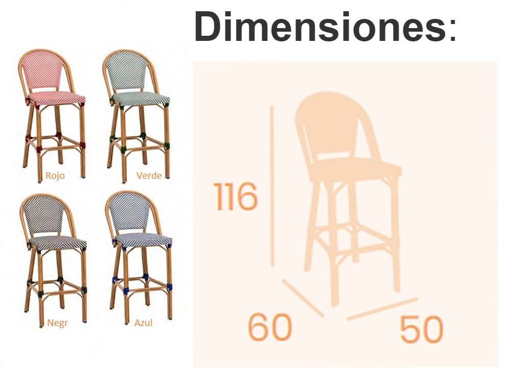 8229 Taburete aluminio bambu textiline negro blanco 04 1