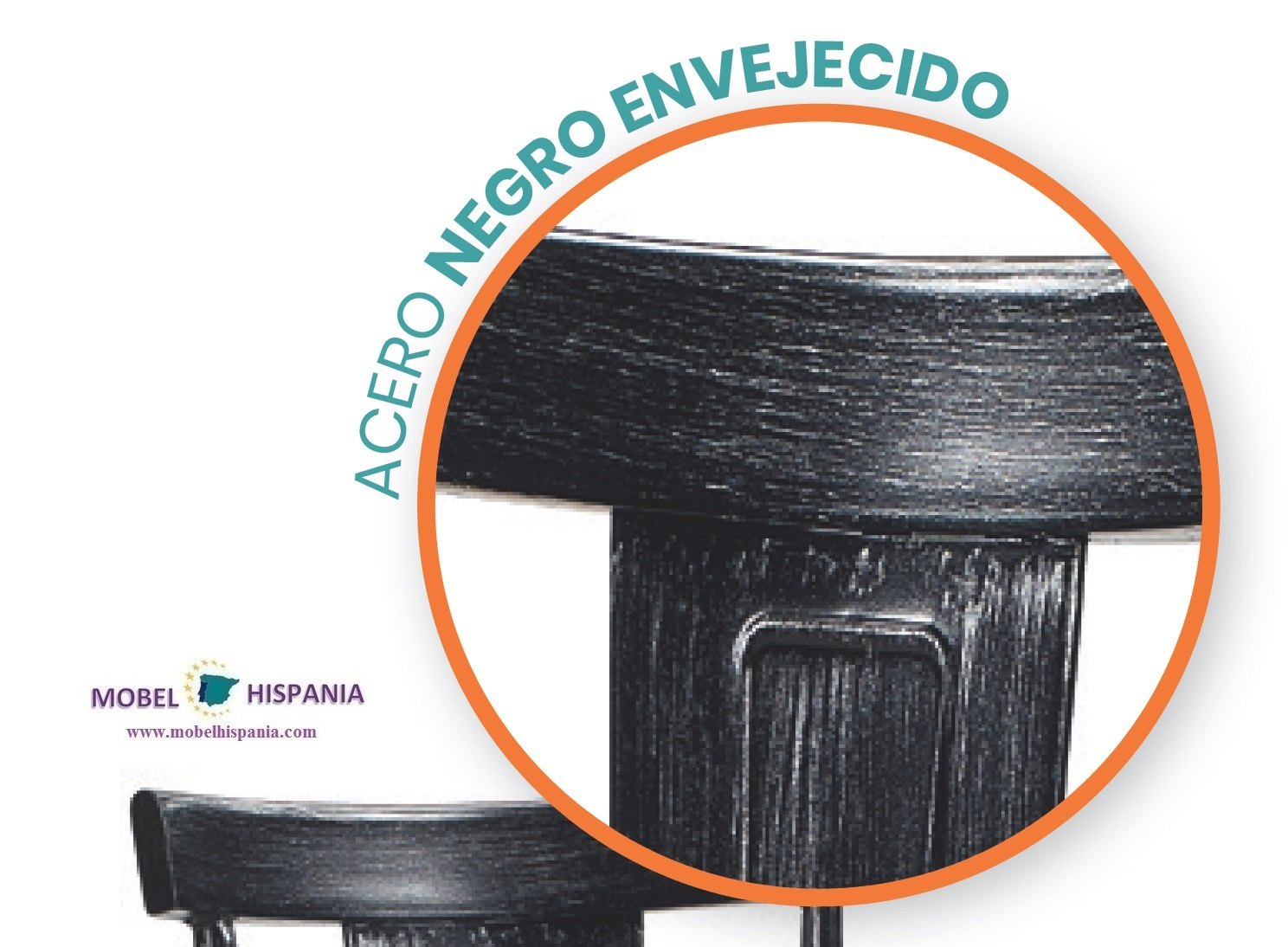 DAKOTA banqueta acero negro envejecido tapizado 10