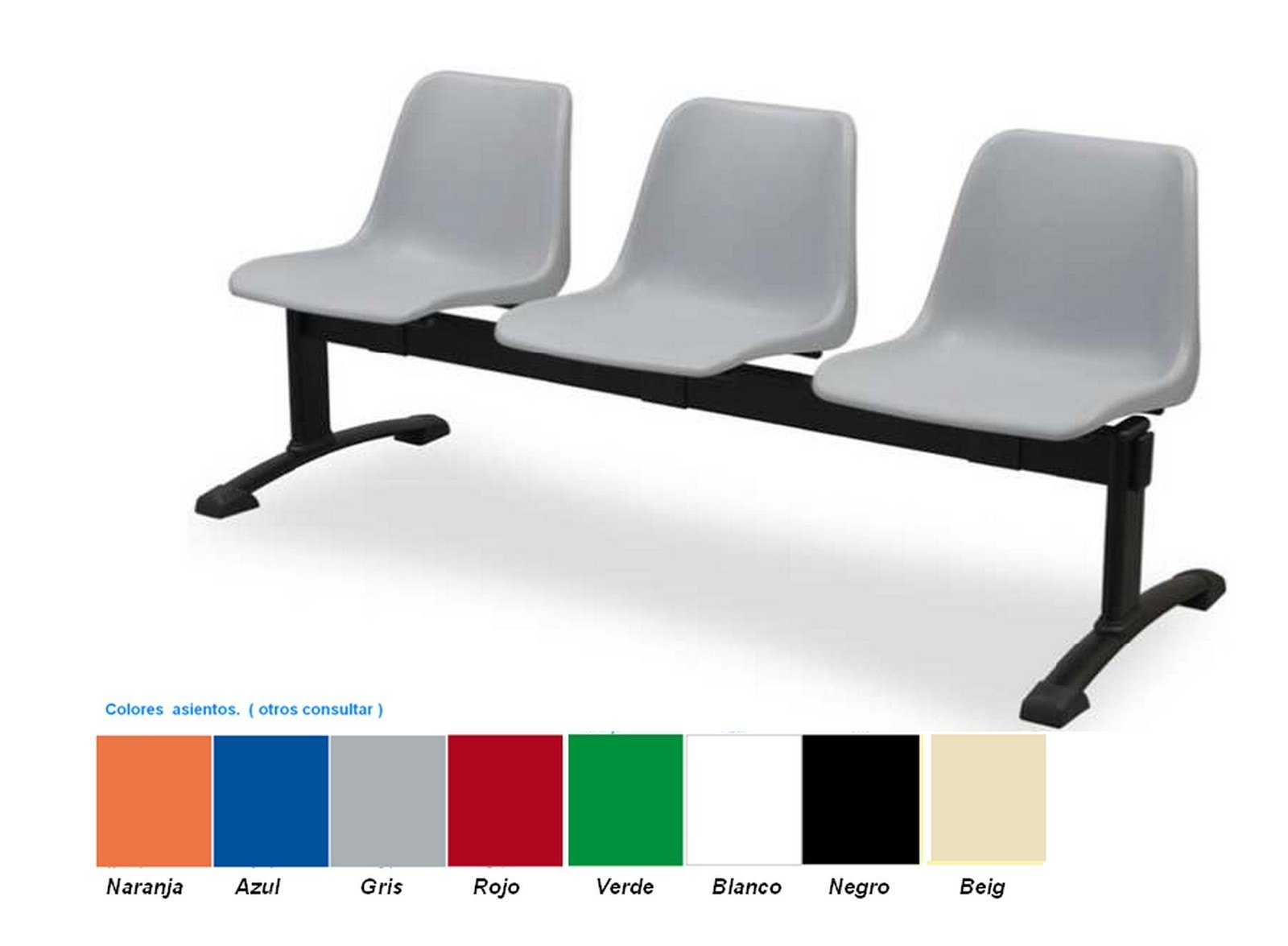 leo bancada 3plazas pvc gris