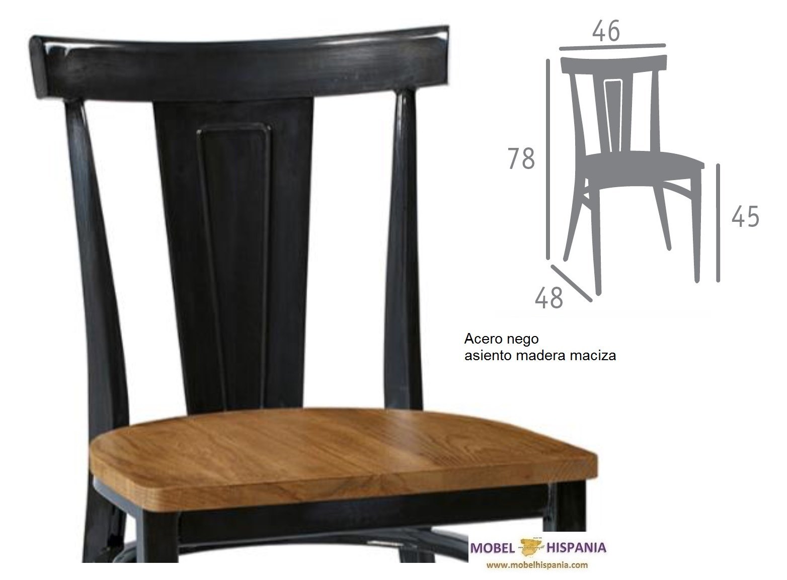 DAKOTA silla acero negro asiento macizo 01 1