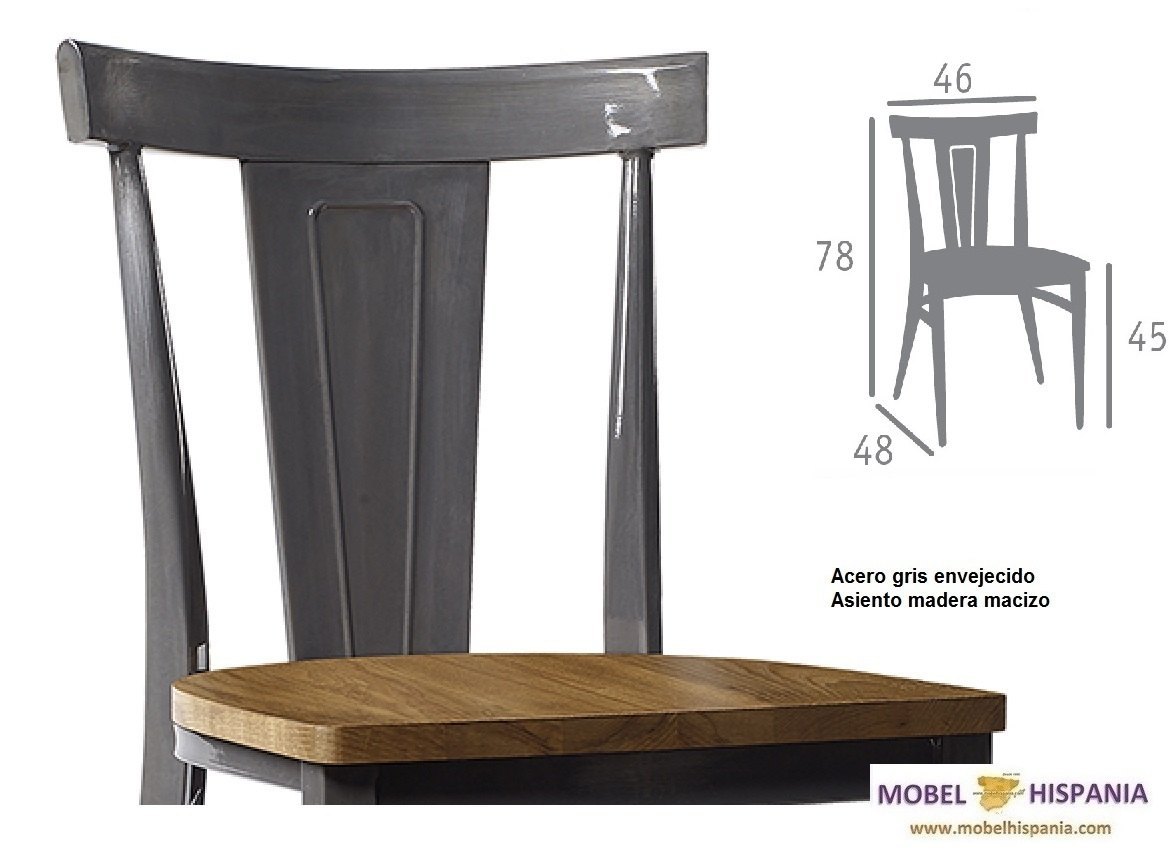 DAKOTA silla acero negro envejecido asiento macizo 04 1