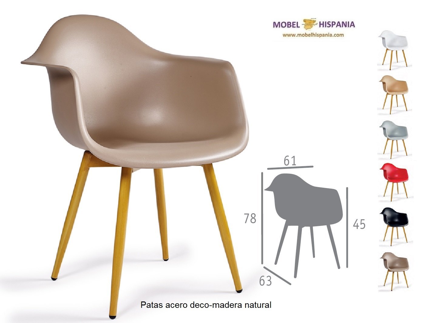 PICASSO sillon p4 deco madera natural carcasa roja 03 1