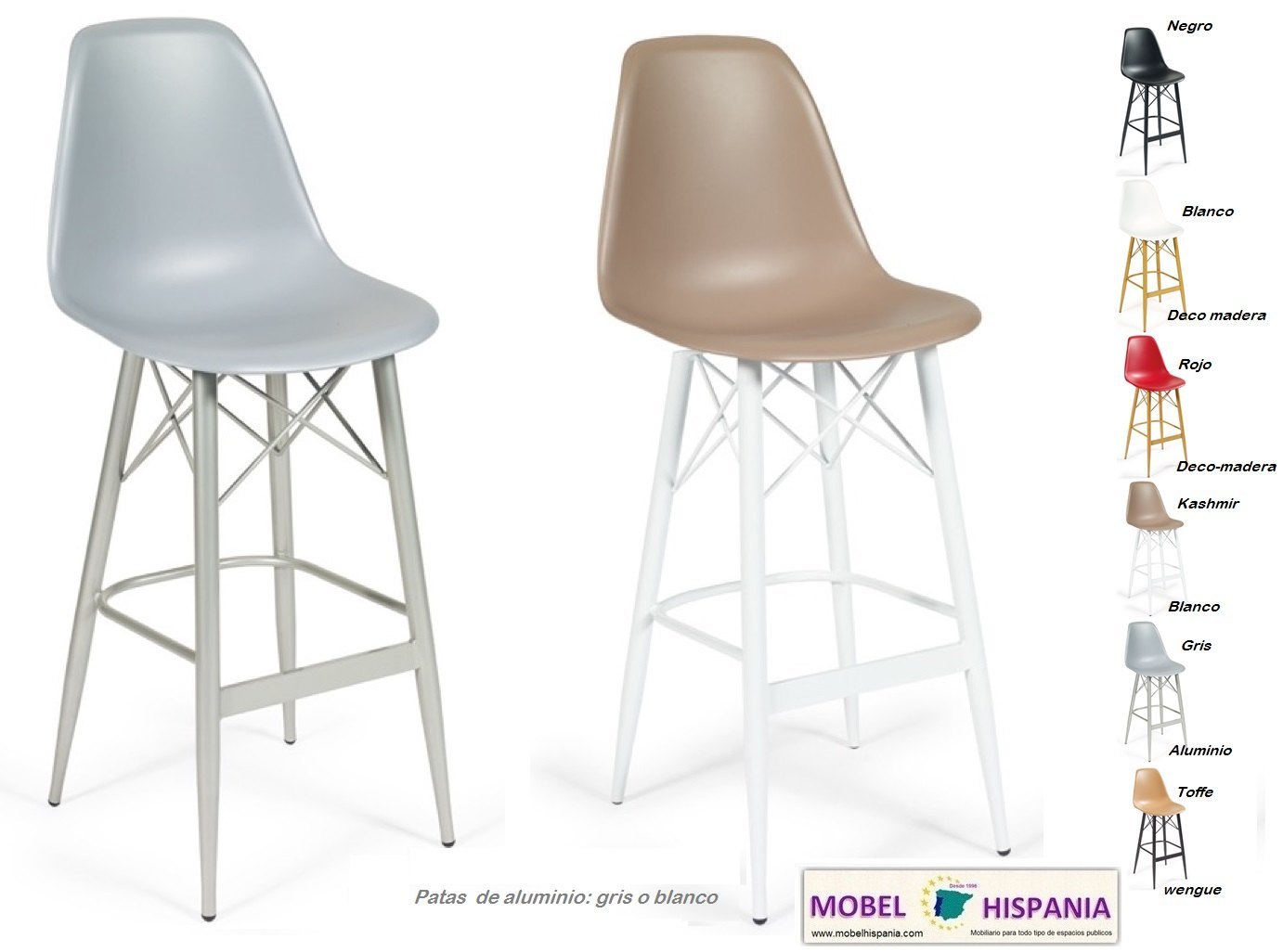 picasso taburete aluminio blanco gris