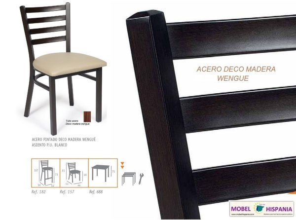 AMERICA Silla acero wengue madera 01