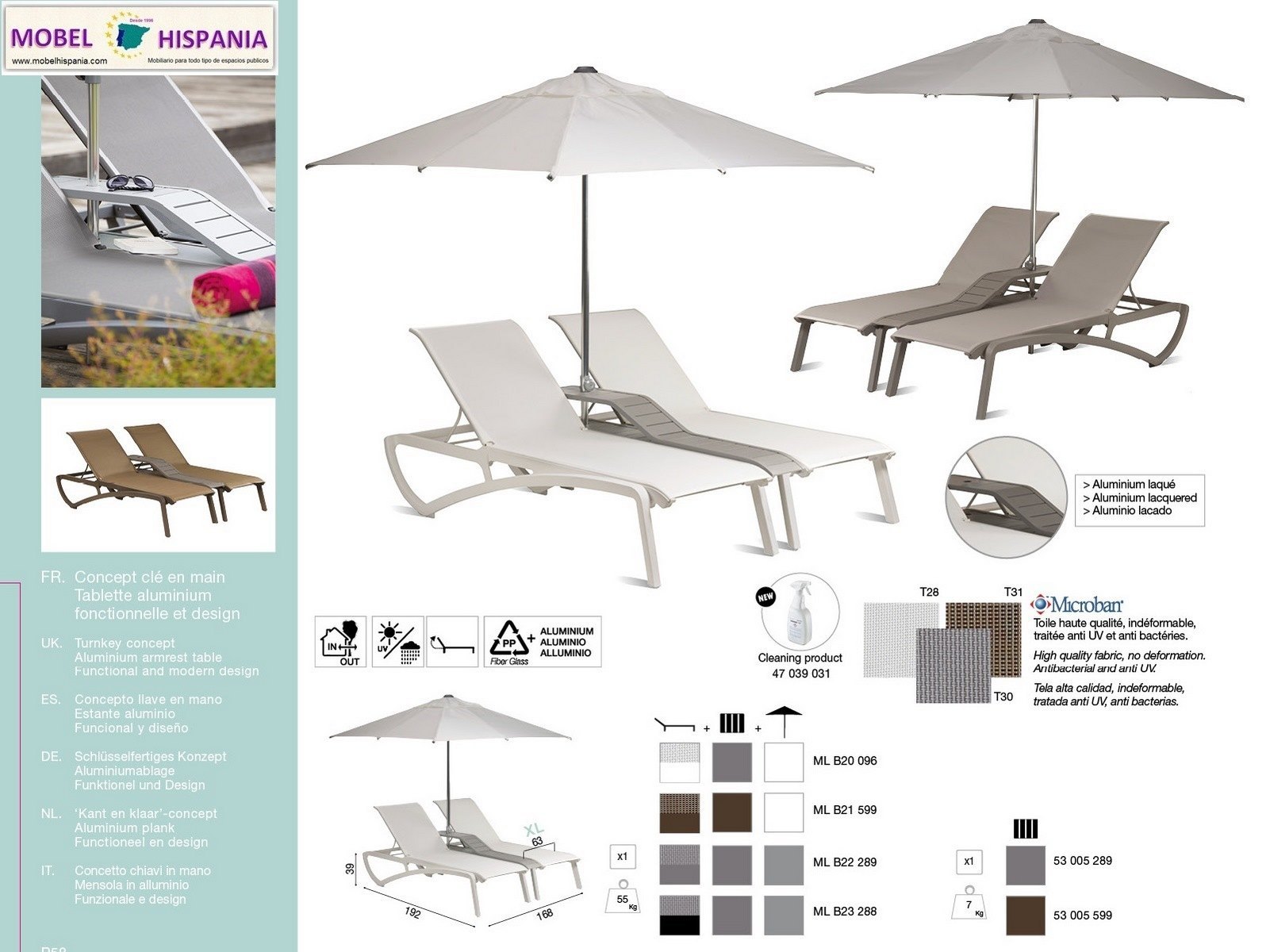 SUNSET tumbona doble gris plata tela gris1 06