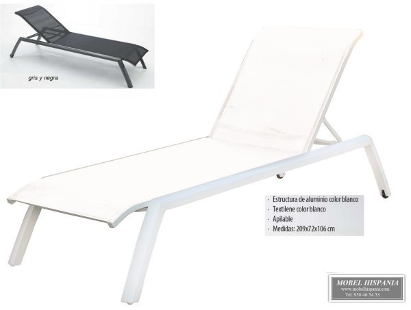 SO15 Tumbona aluminio textiline blanco
