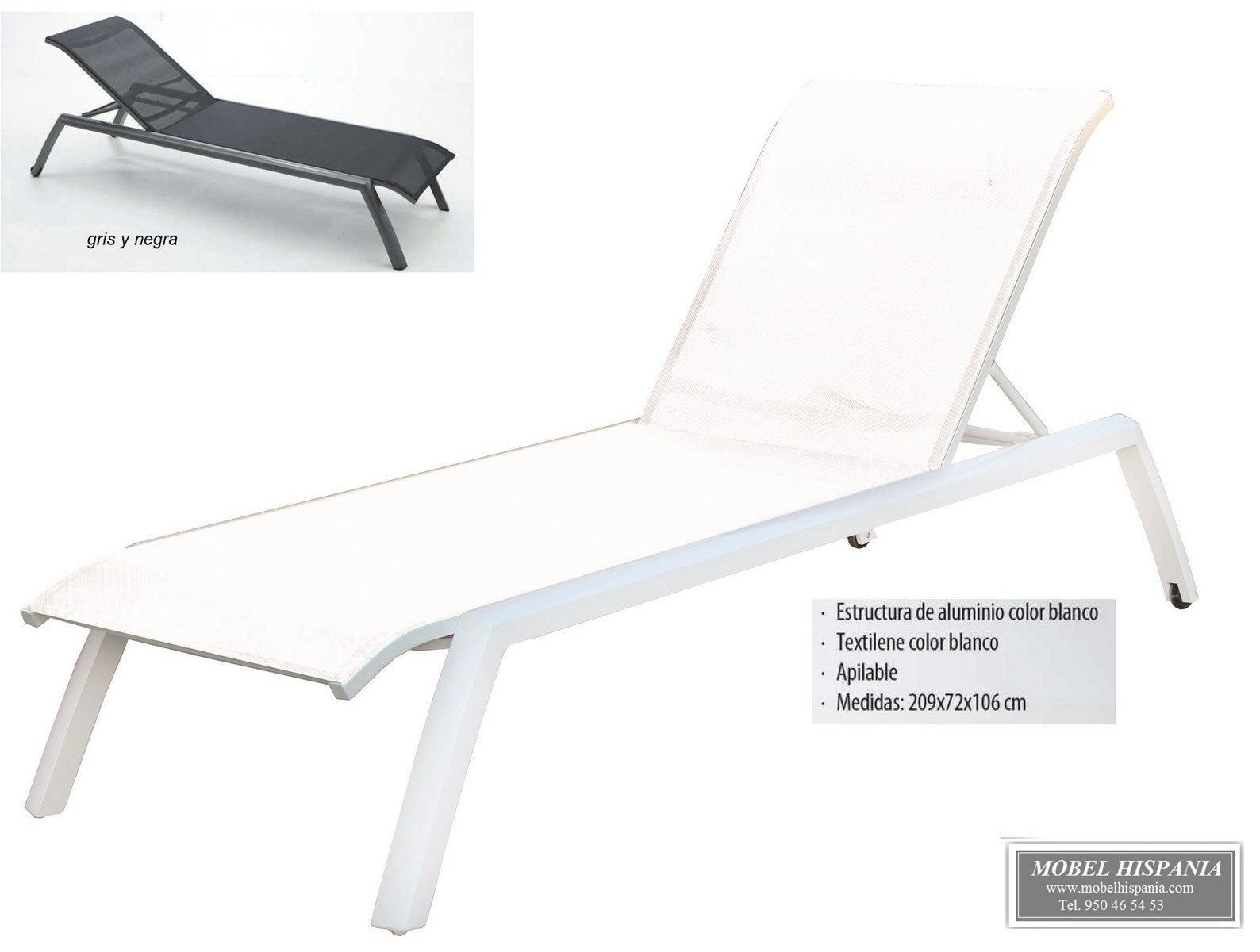 SO16 Tumbona aluminio textiline negro 01