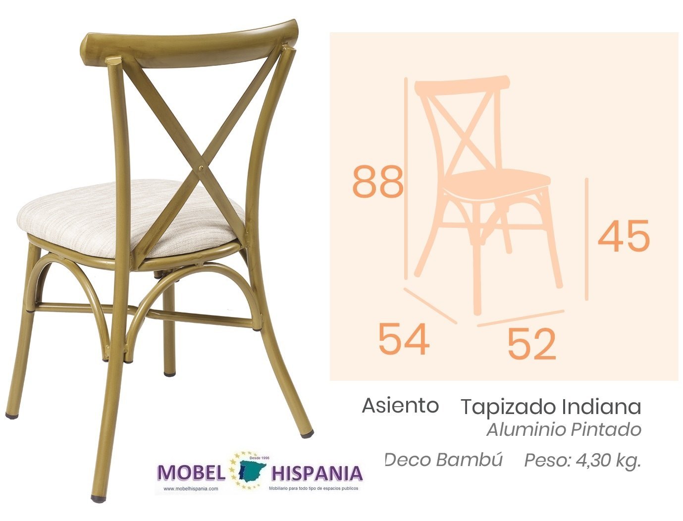 163 silla aluminio deco nogal asiento medula negra crema 07 2