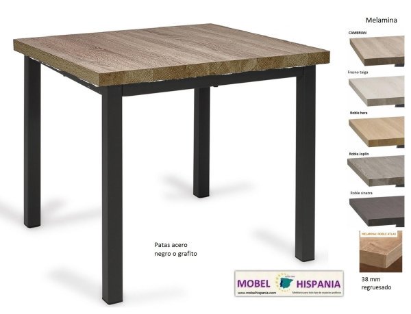 RB.6772 Mesa acero negro tablero melamina roble joplin