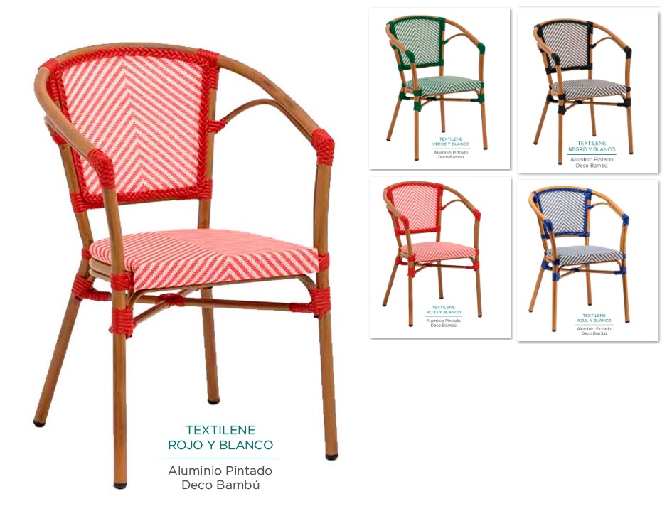 6969 Sillon aluminio bambu rojo blanco 1