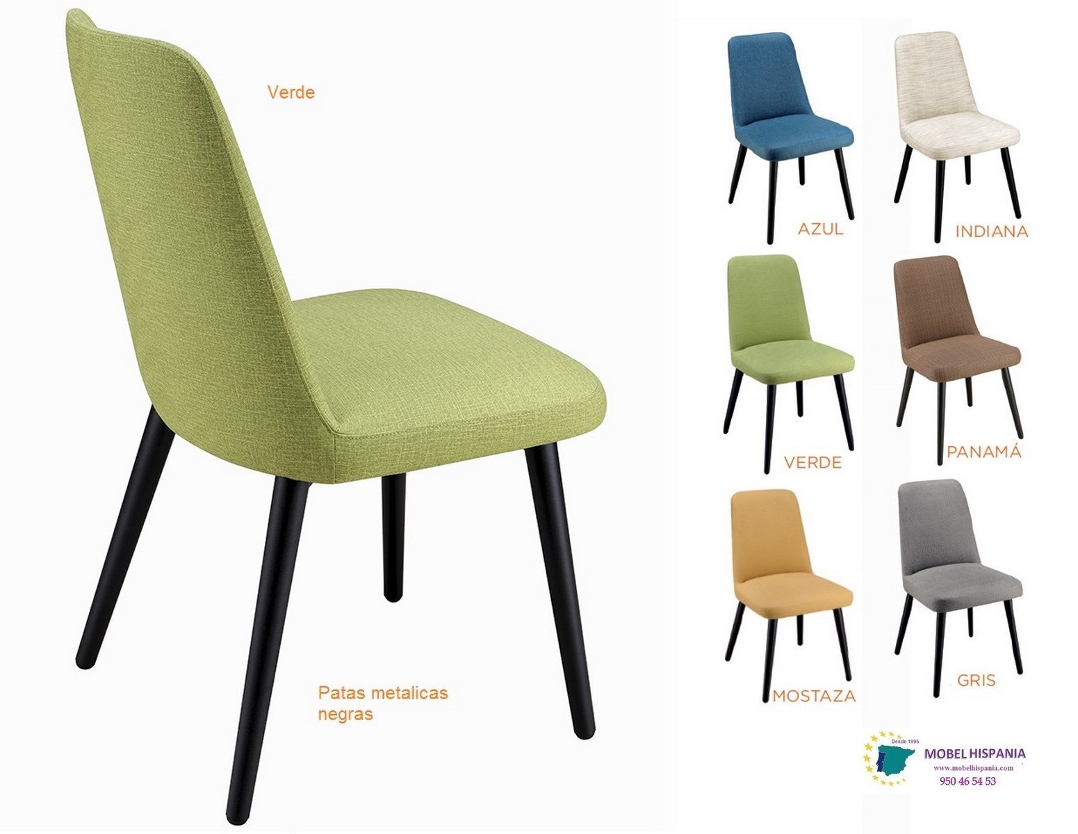 RB6630 Silla metalica negra verde 01