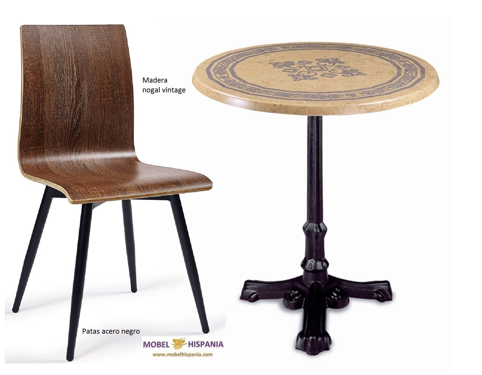 MICHIGAN silla p4 negro carcasa nogal vintage 10 1