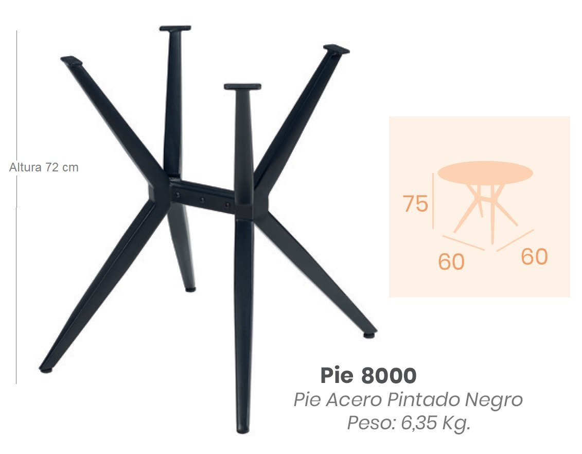 8000 pie metalico negro