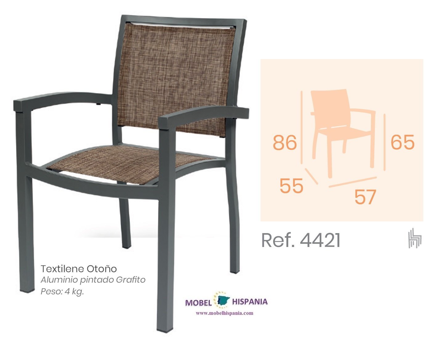 4421 grafito sillon brazos madera aluminio