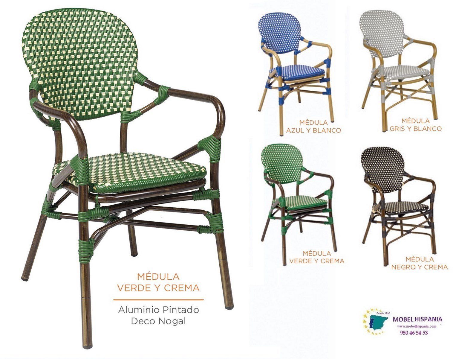 8135 sillon aluminio nogal verde crema 1