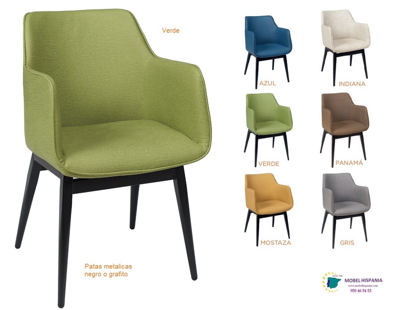 RB6629 Sillon metal negro verde 2