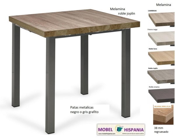 RB.6772 Mesa acero negro tablero melamina roble joplin 01