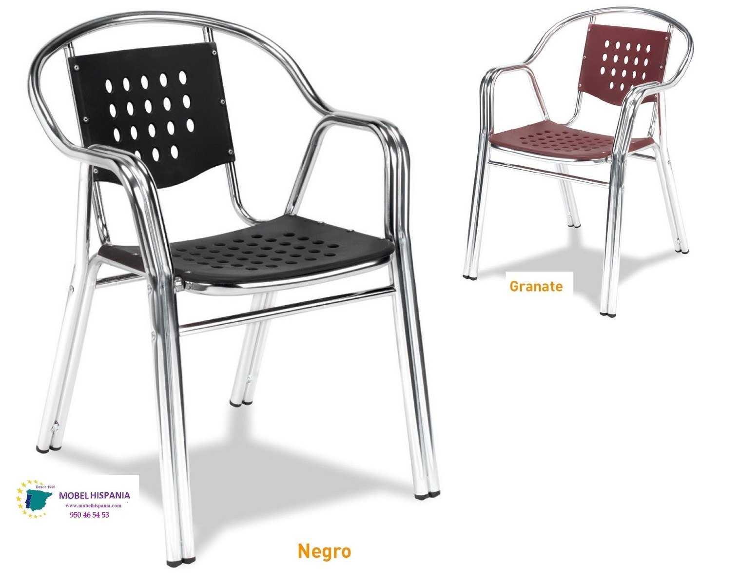 2610 sillon aluminio asiento polipropileno negro 2