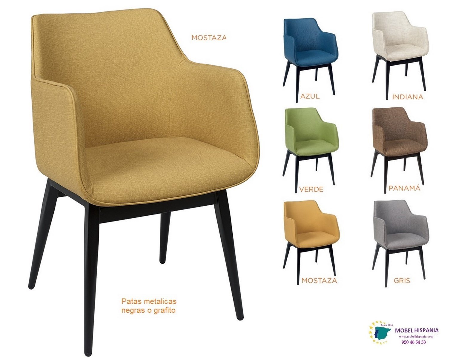 RB6629 Sillon metal negro mostaza