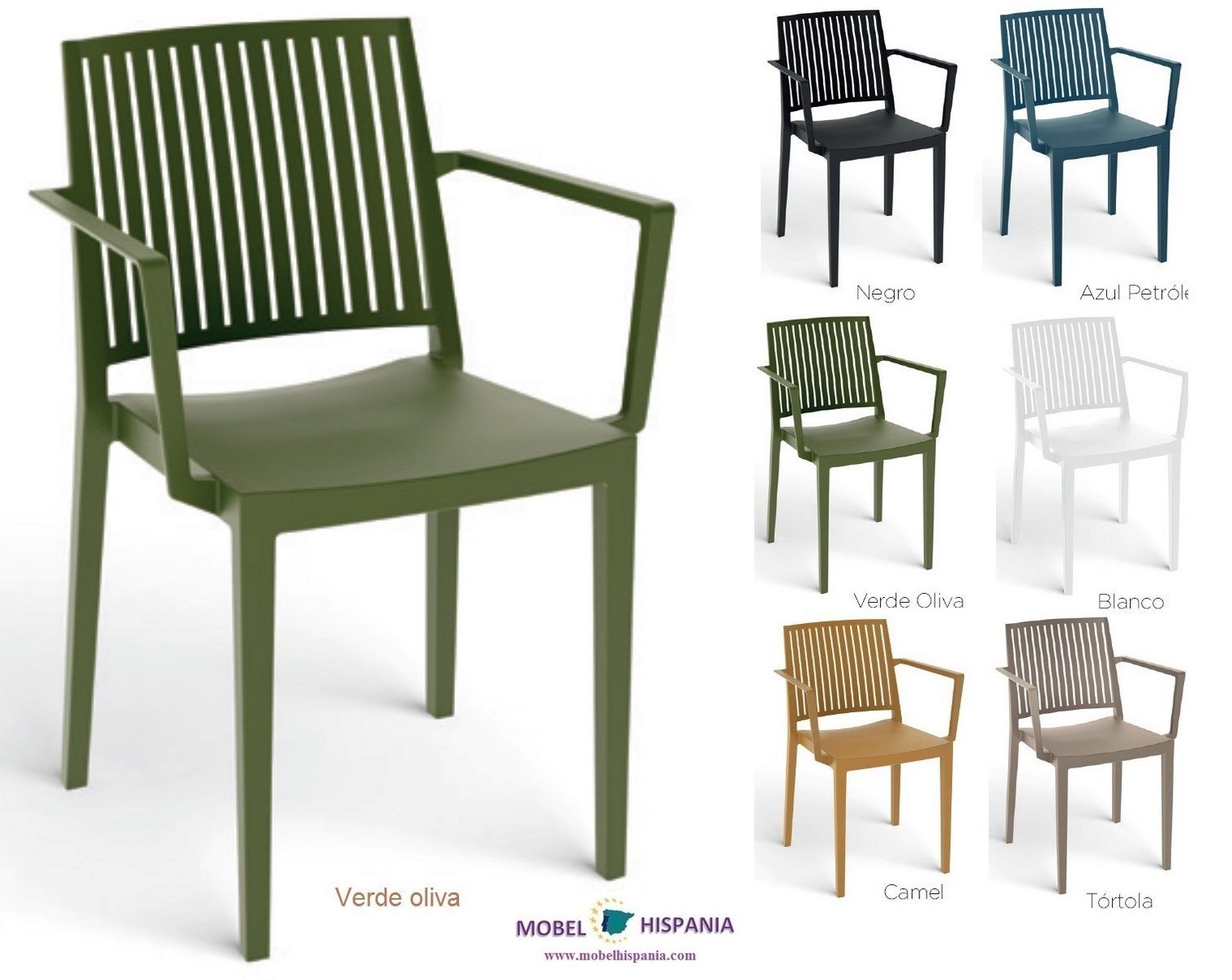 BARSILIA sillon polipropileno verde oliva 2