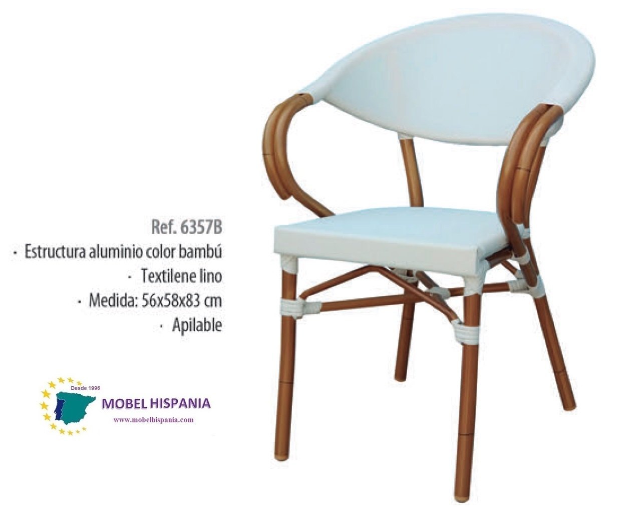 cebu sillon aluminio bambu blanco 2